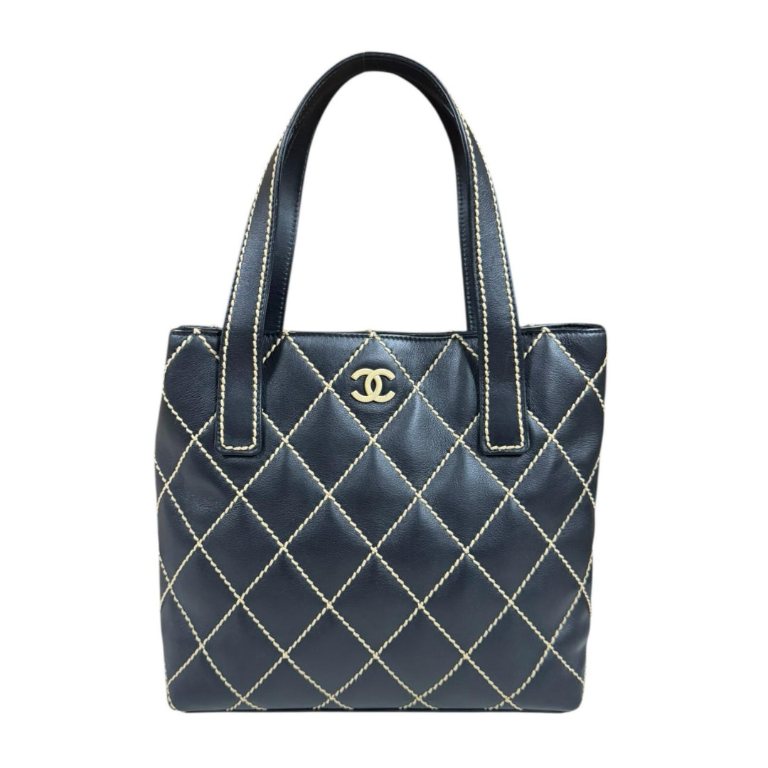 CHANEL シャネル ワイルドステッチ トートバッグ レザー ブラック