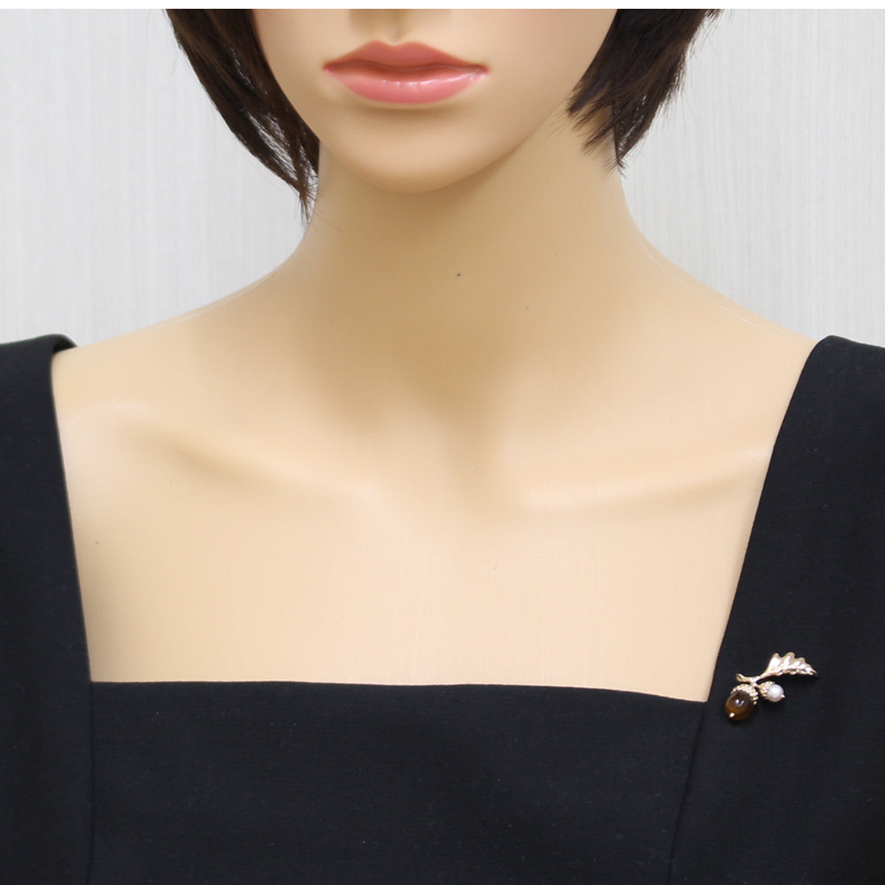 MIKIMOTO ミキモト ブローチ 18金 K18ピンクゴールド タイガーアイ