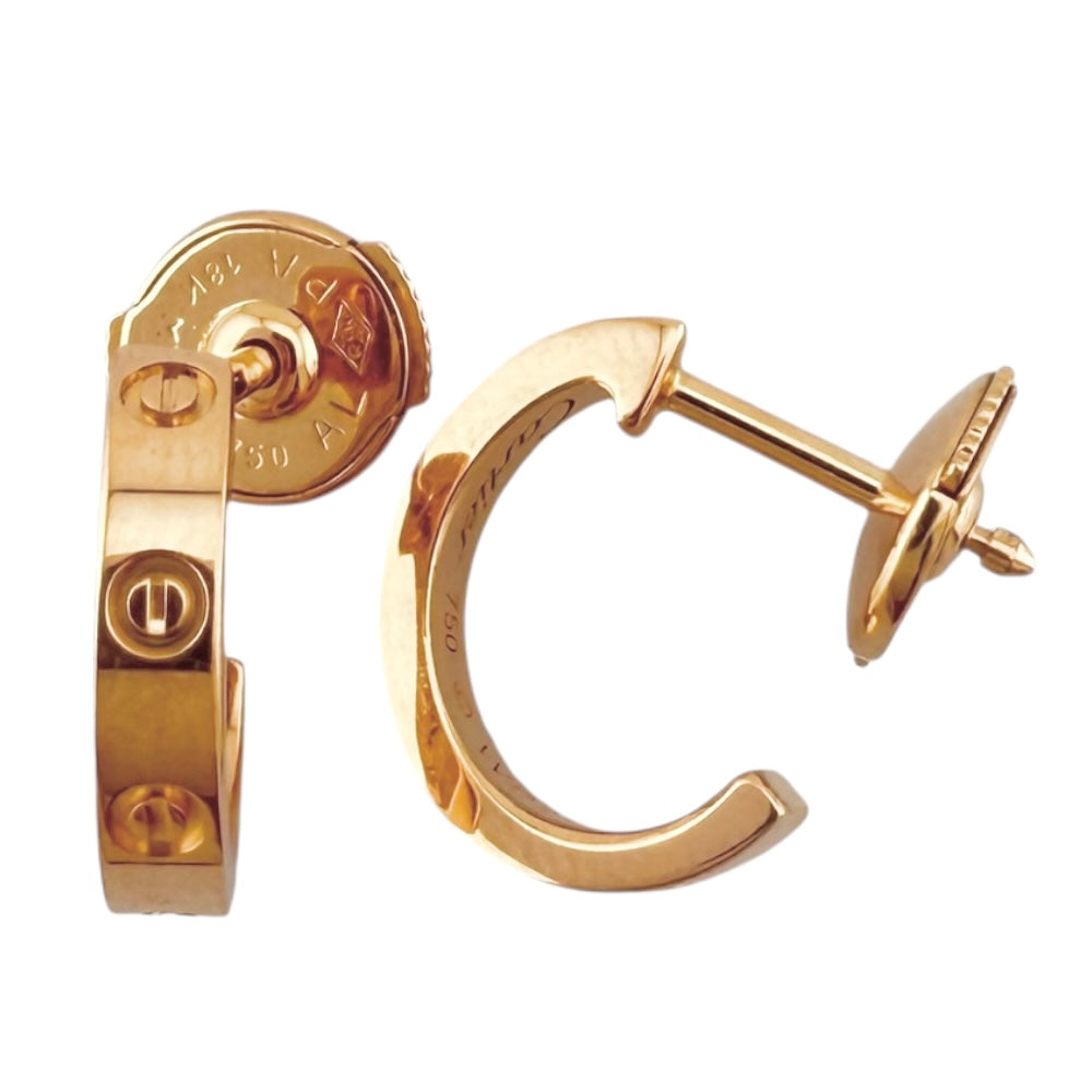 CARTIER Mini Love Earrings 18K K18 Pink Gold Women's Used – 【公式
