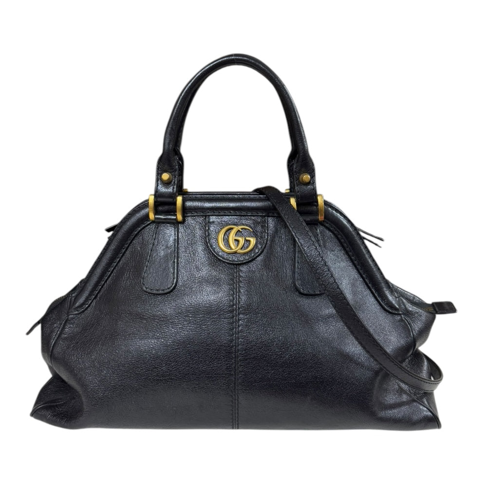 GUCCI グッチ リベル ショルダーバッグ レザー ブラック レディース