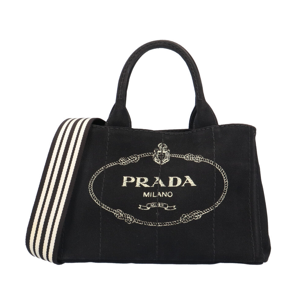 PRADA Prada Canapa Mini Shoulder Bag Canvas Black Women's Used [36