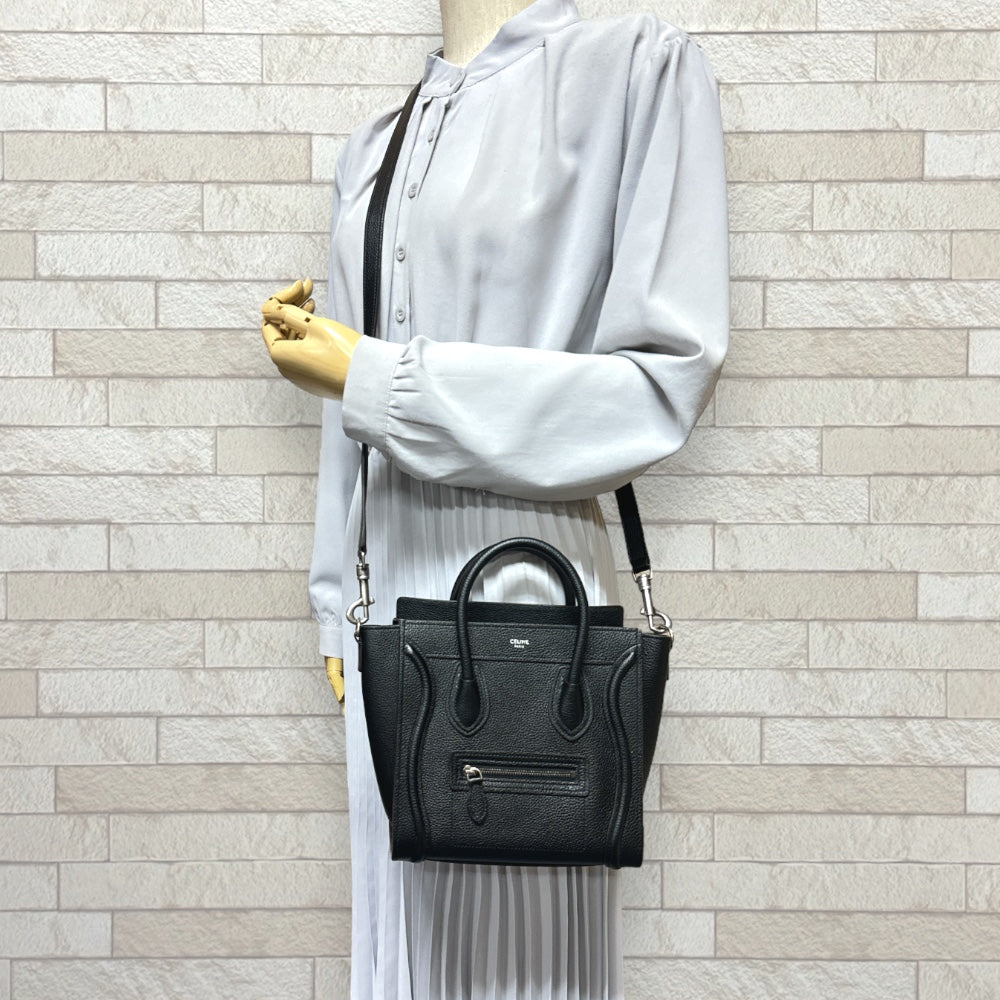 CELINE セリーヌ ラゲージナノ ショルダーバッグ レザー ブラック