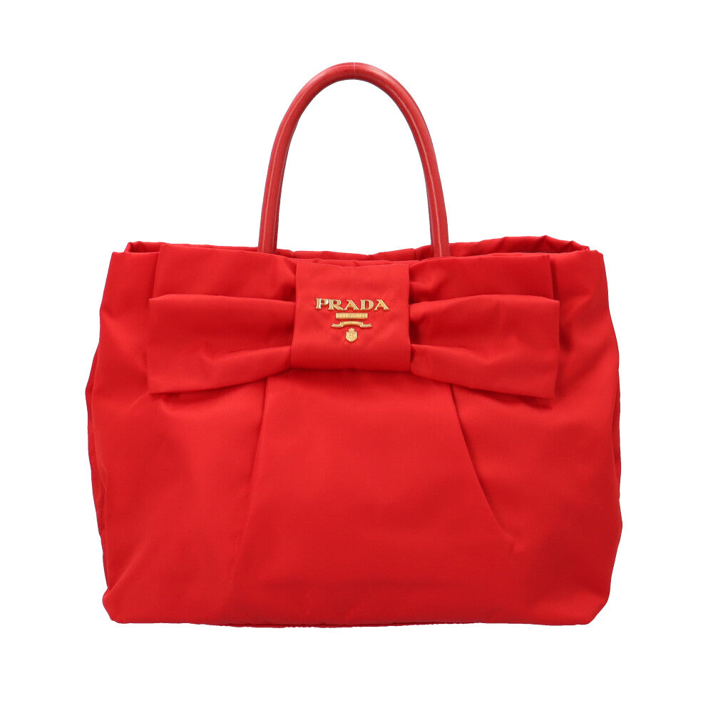 PRADA Prada Ribbon Handbag Nylon Red Ladies Used – 【公式