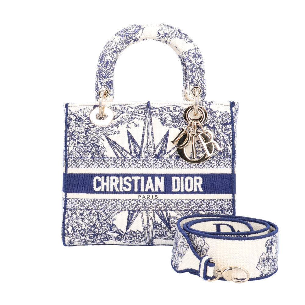 Christian Dior Lady D-Lite Medium Lady Dior Shoulder Bag Canvas