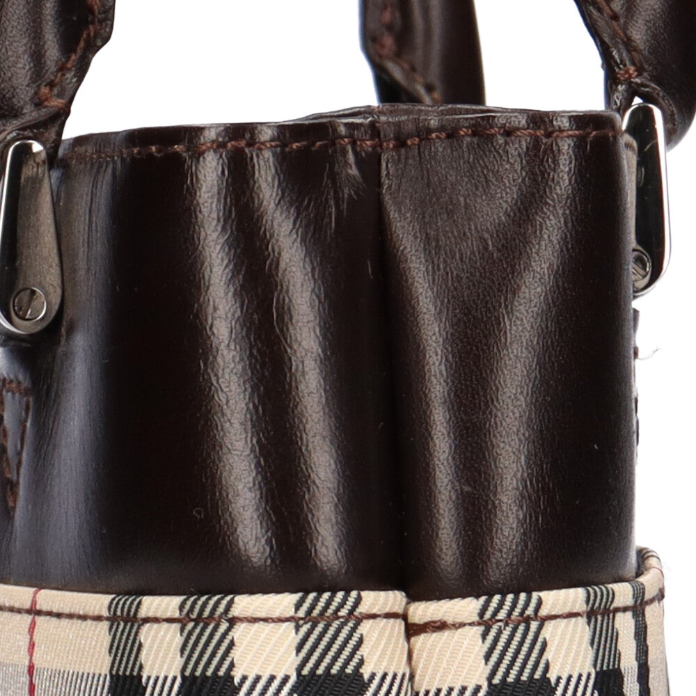 バーバリー BURBERRY ノバチェック ハンドバッグ キャンバス ベージュ