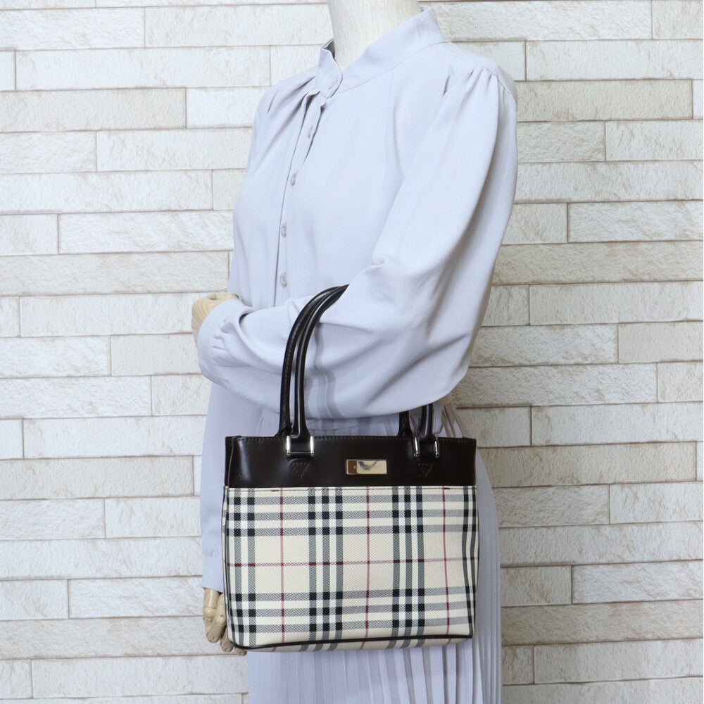 バーバリー BURBERRY ノバチェック ハンドバッグ キャンバス ベージュ