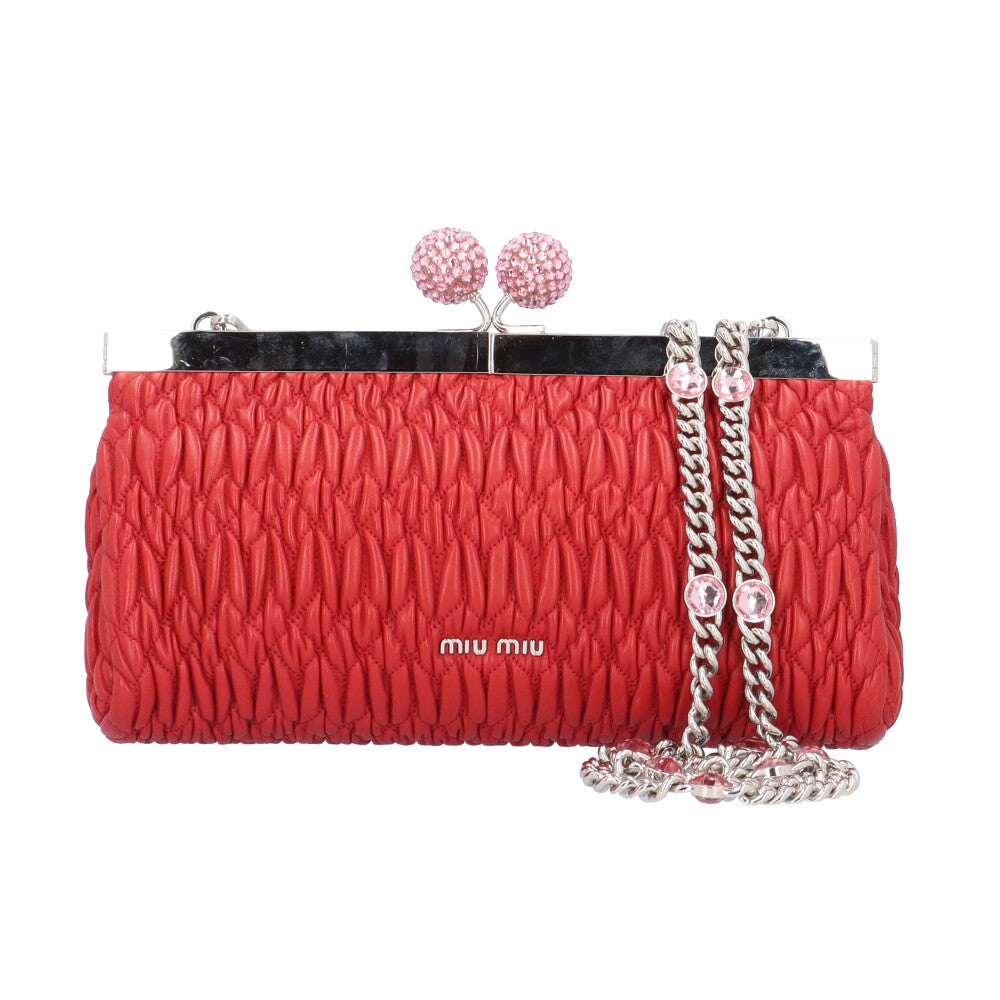 MIUMIU ミュウミュウ マテラッセ ショルダーバッグ レザー レッド