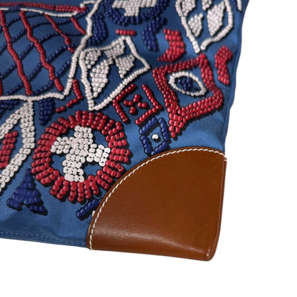 HERMES エルメス シルキーシティPM ショルダーバッグ シルク ブルー