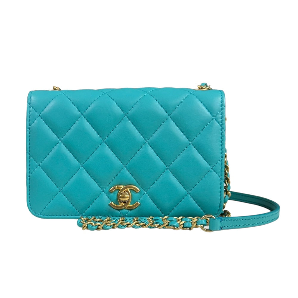 CHANEL シャネル マトラッセ ショルダーバッグ ラムスキン ブルー