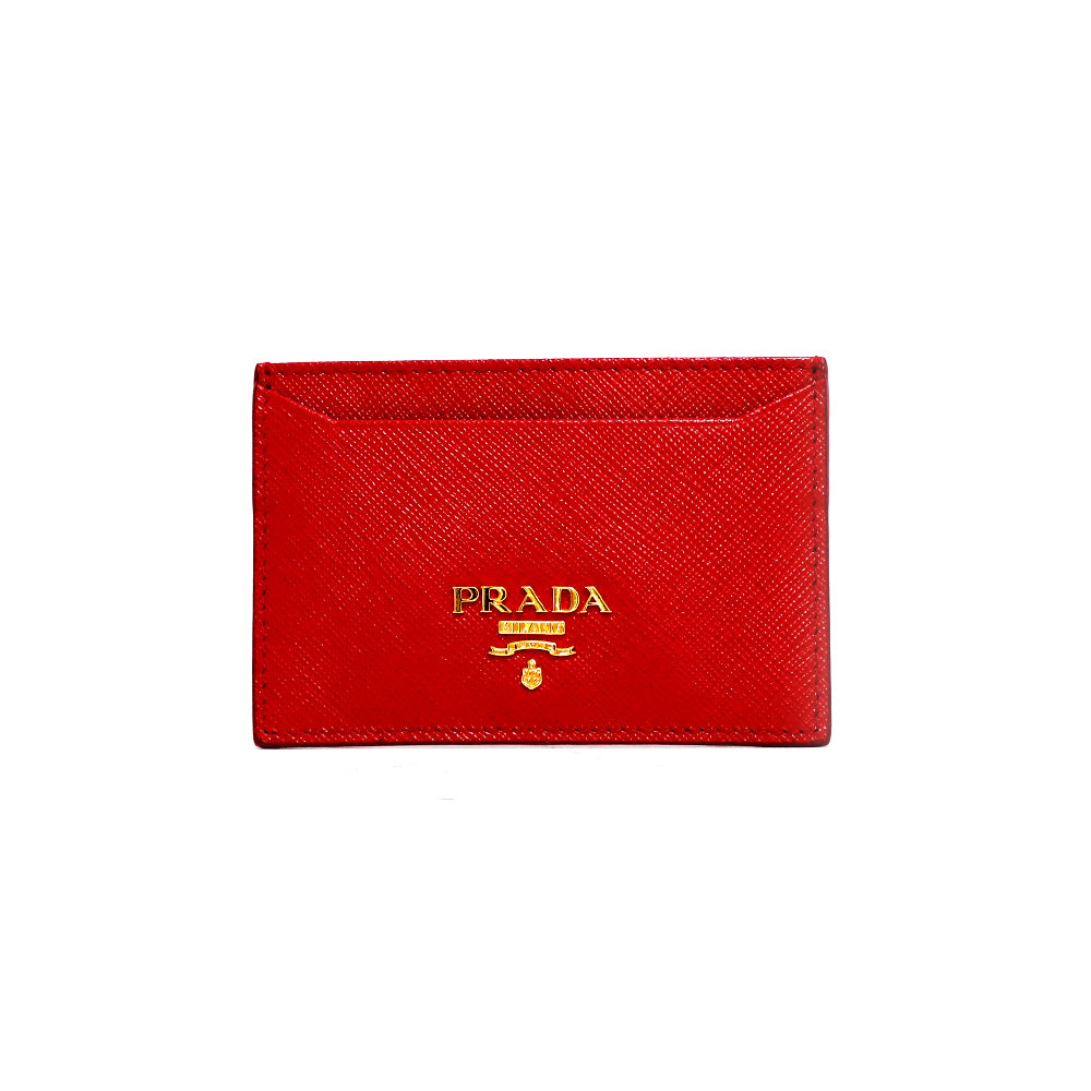中古】 プラダ PRADA カードケース ゴールド金具 ロゴ 美品
