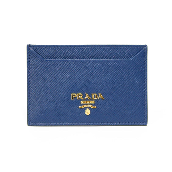 中古】 プラダ PRADA カードケース サフィアーノ レザー ブルー ブルー