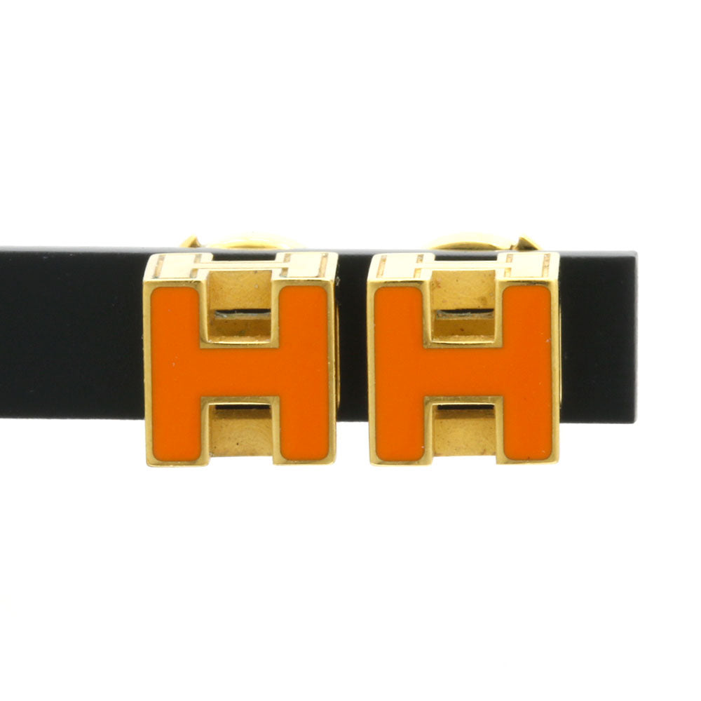 中古】 エルメス HERMES ピアス Hキューブ カージュドアッシュ メタル