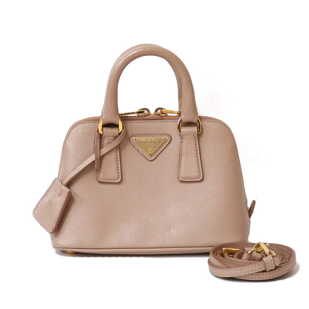 中古】 プラダ PRADA ショルダーバッグ ハンドバッグ レザー ベージュ