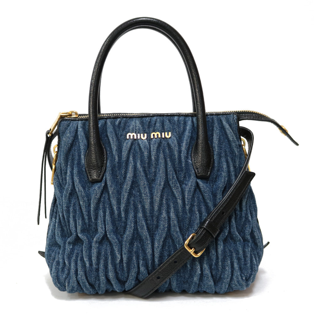 Used] Miu Miu shoulder bag, 2-way bag, handbag, denim, women's