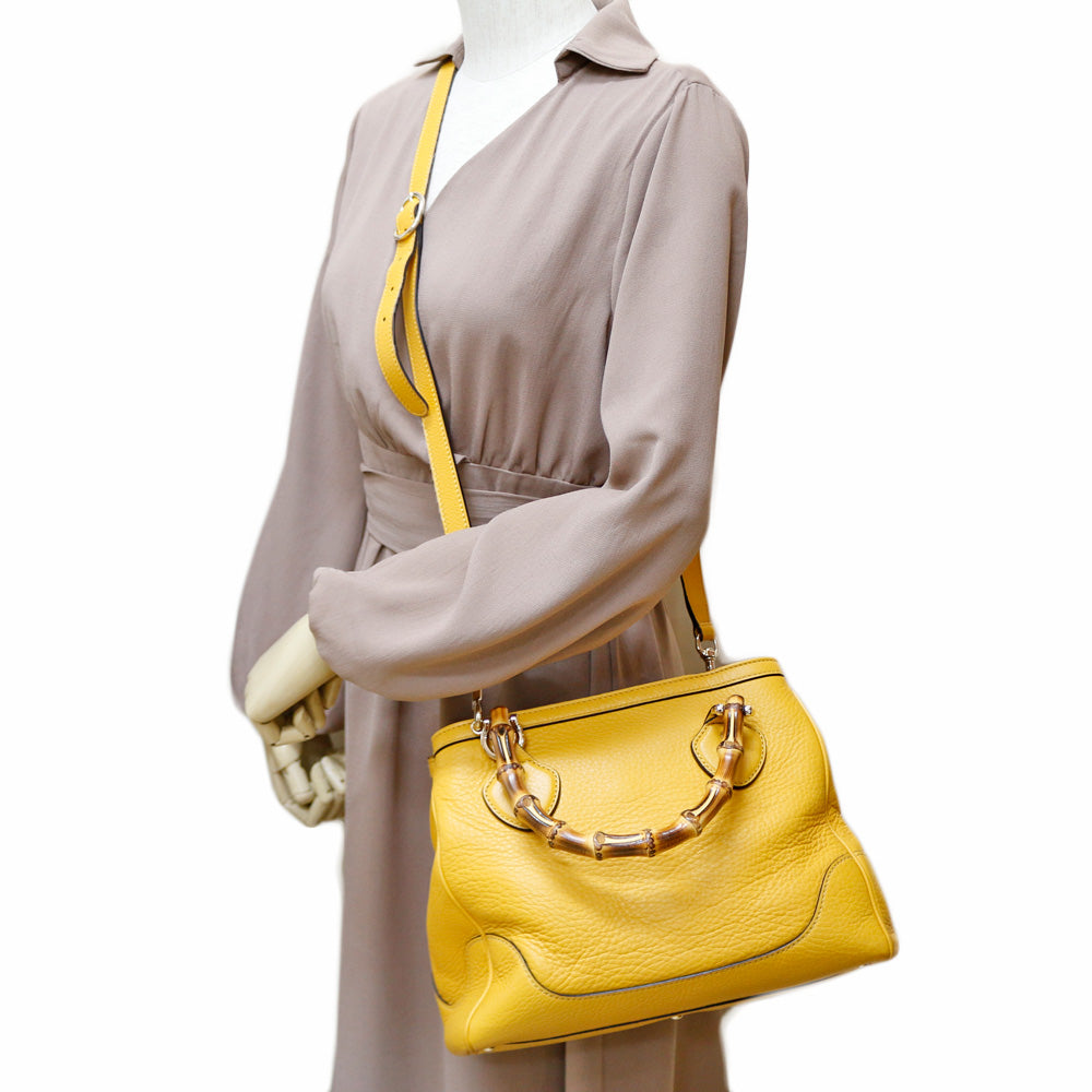 GUCCI グッチ ショルダーバッグ レザー イエロー レディース 中古