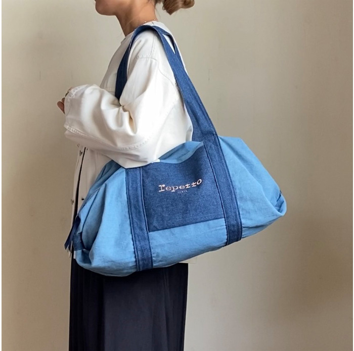 repetto レペット Duffle bag size L ロゴ デニム配色トート 51243-5