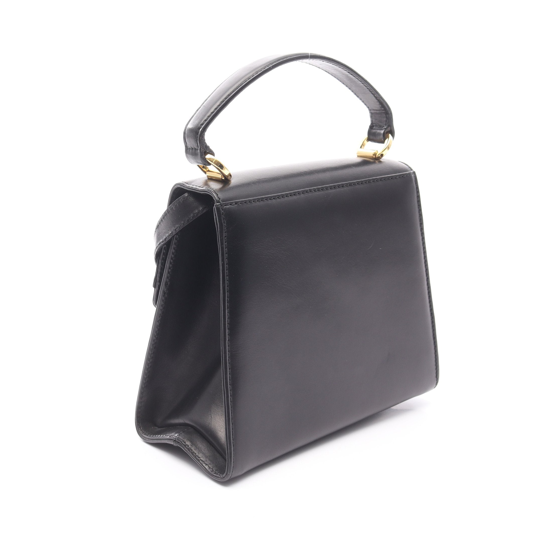 ヴァラリボン ハンドバッグ レザー ブラック 2WAY サルヴァトーレ