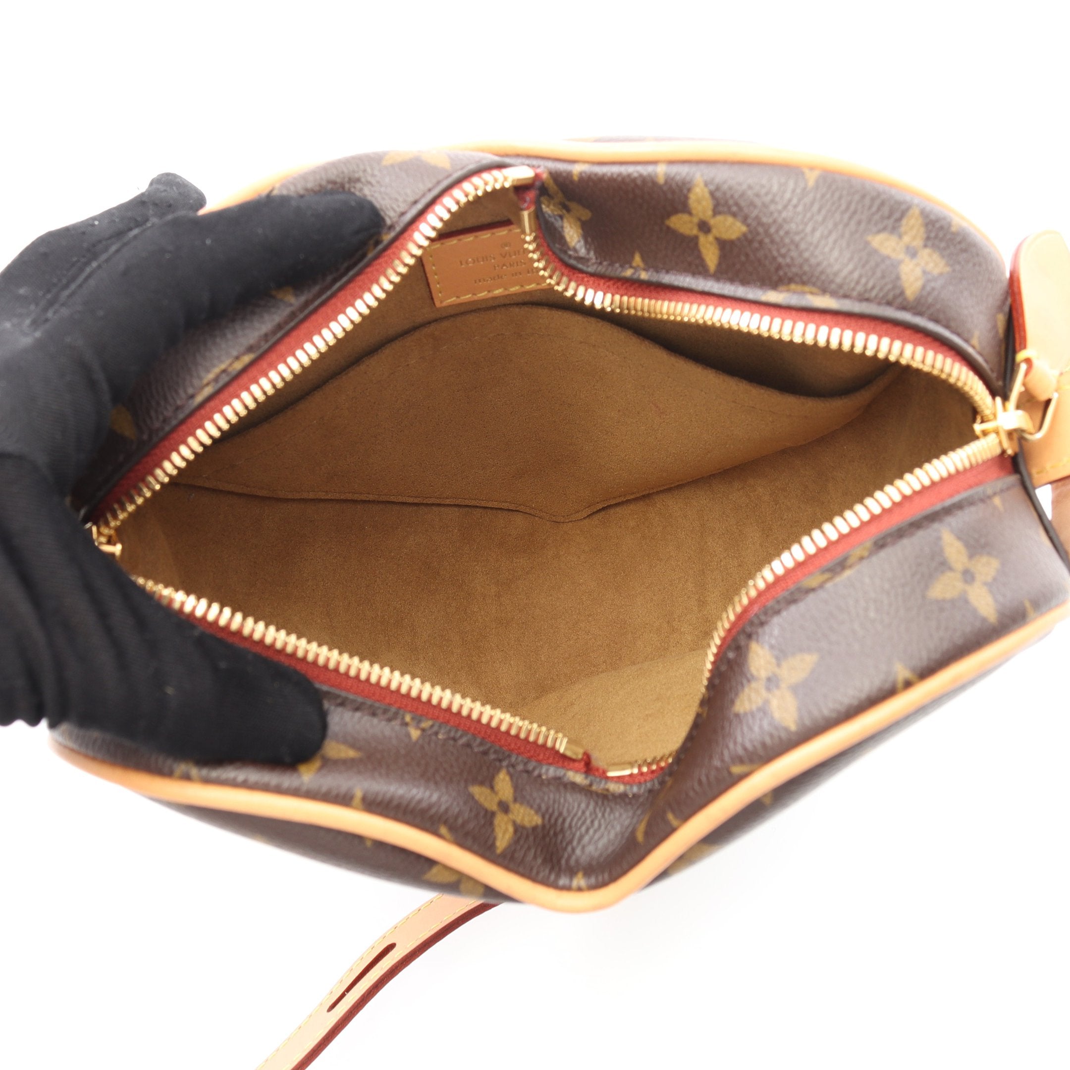 サック クール モノグラム ショルダーバッグ PVC レザー ブラウン ルイ