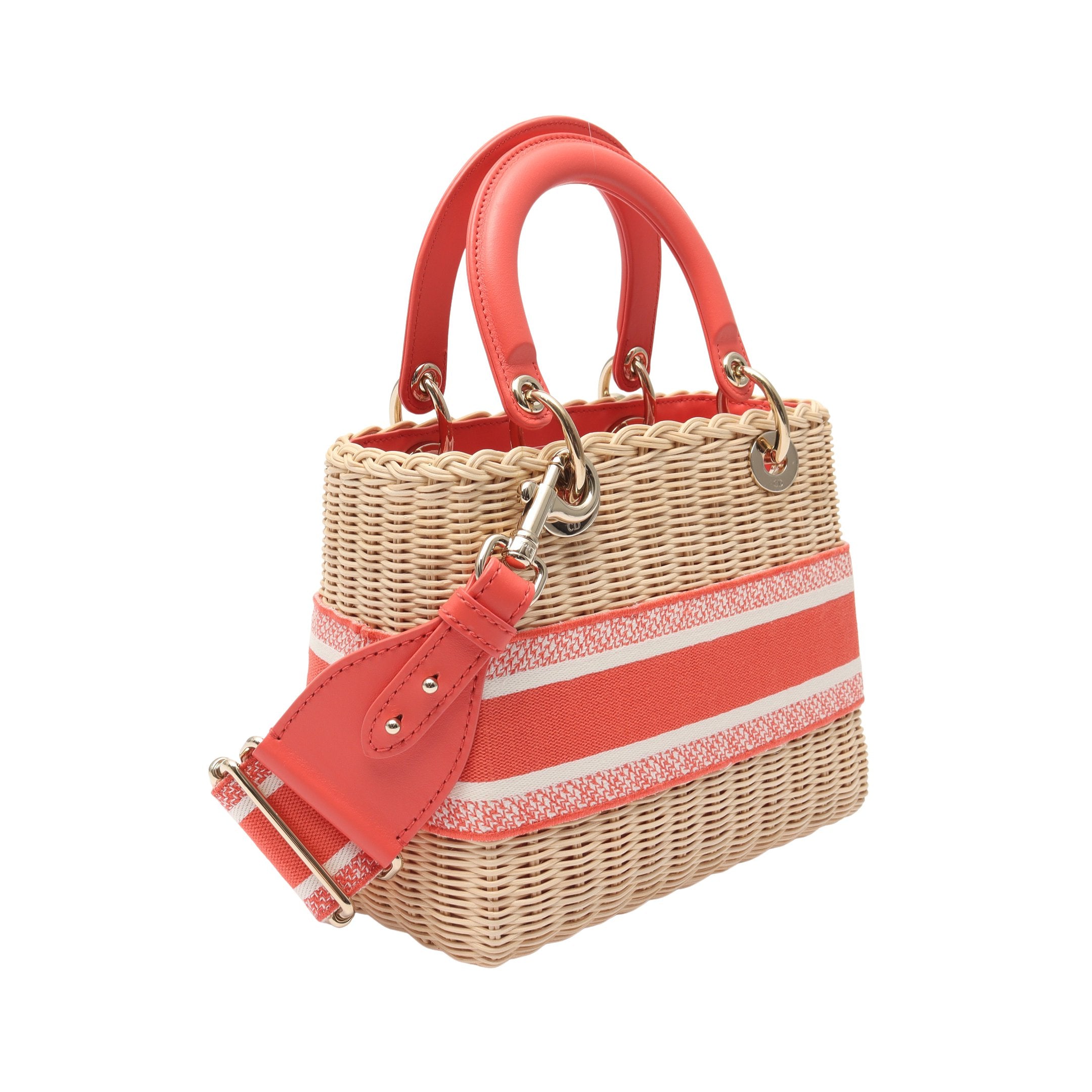 レディディオール かごバッグ ハンドバッグ ストロー キャンバス