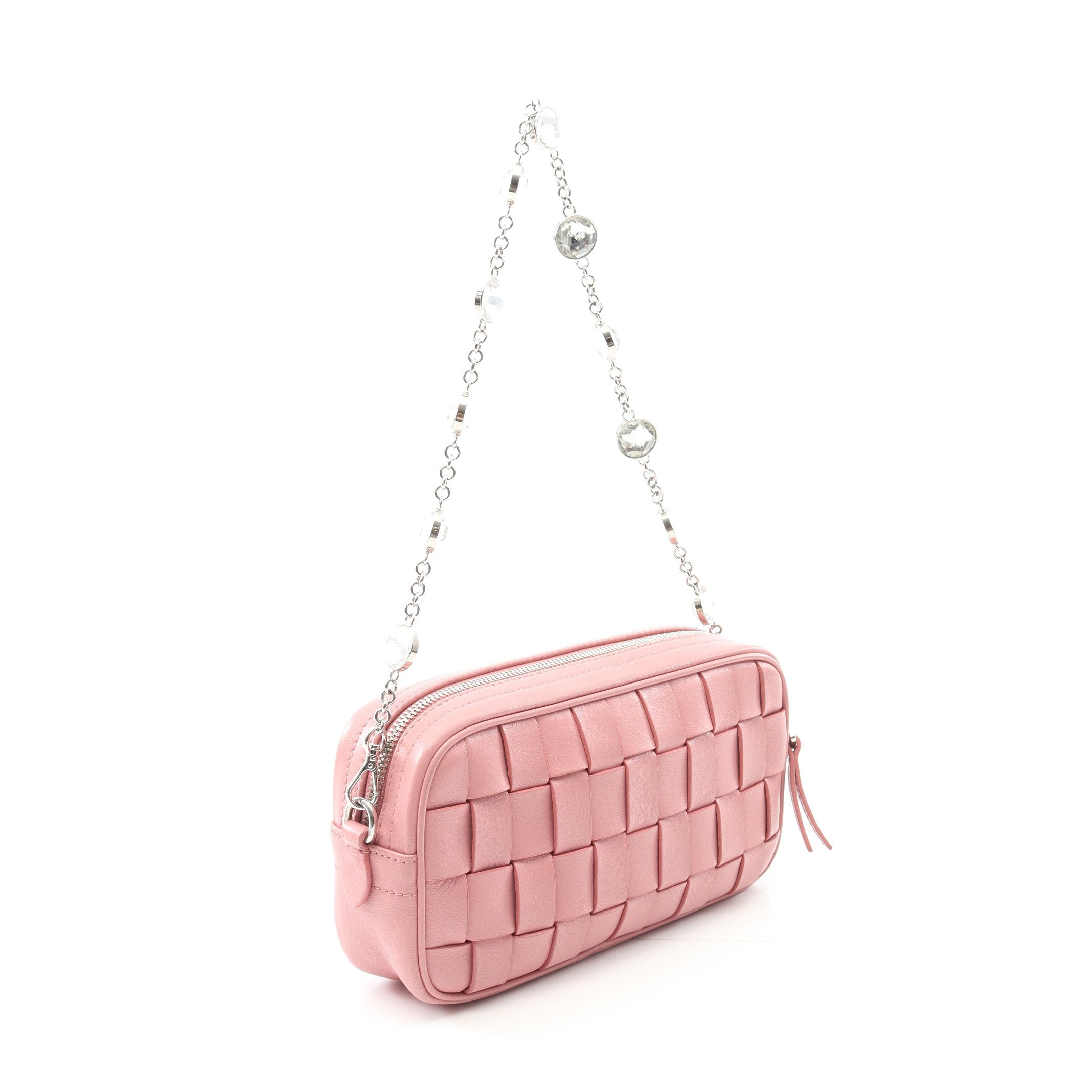 マテラッセ ナッパクリスタル ショルダーバッグ レザー ピンク ミュウ