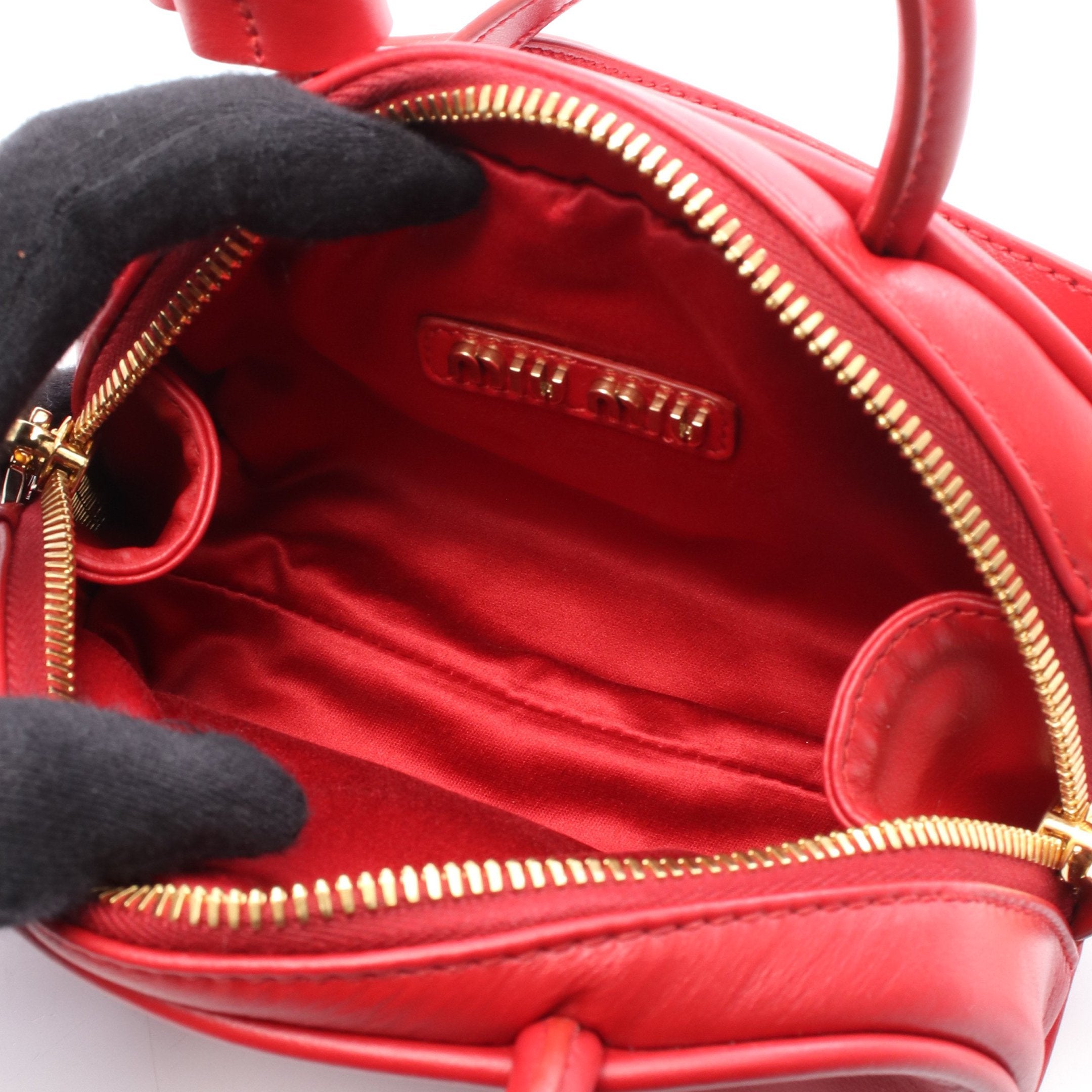 ハンドバッグ ミニボストンバッグ レザー レッド 2WAY ミュウミュウ