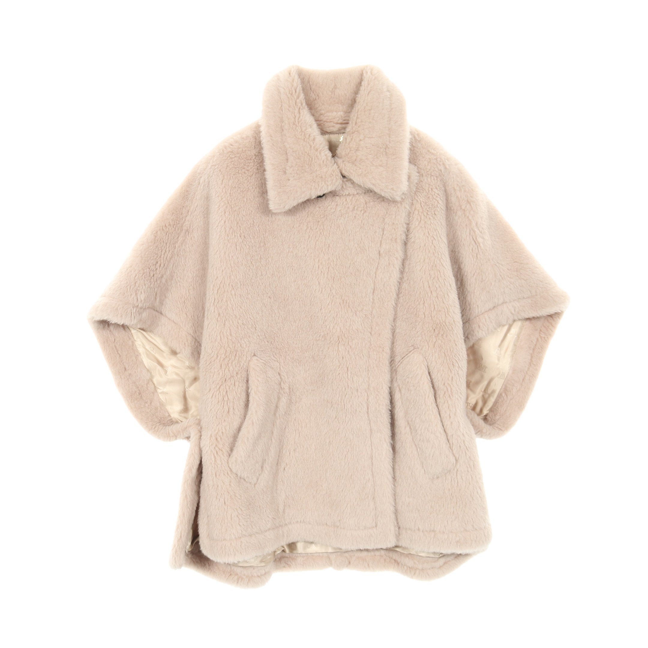 テディベア ケープ ポンチョ アルパカ ウール ピンクベージュ マックス