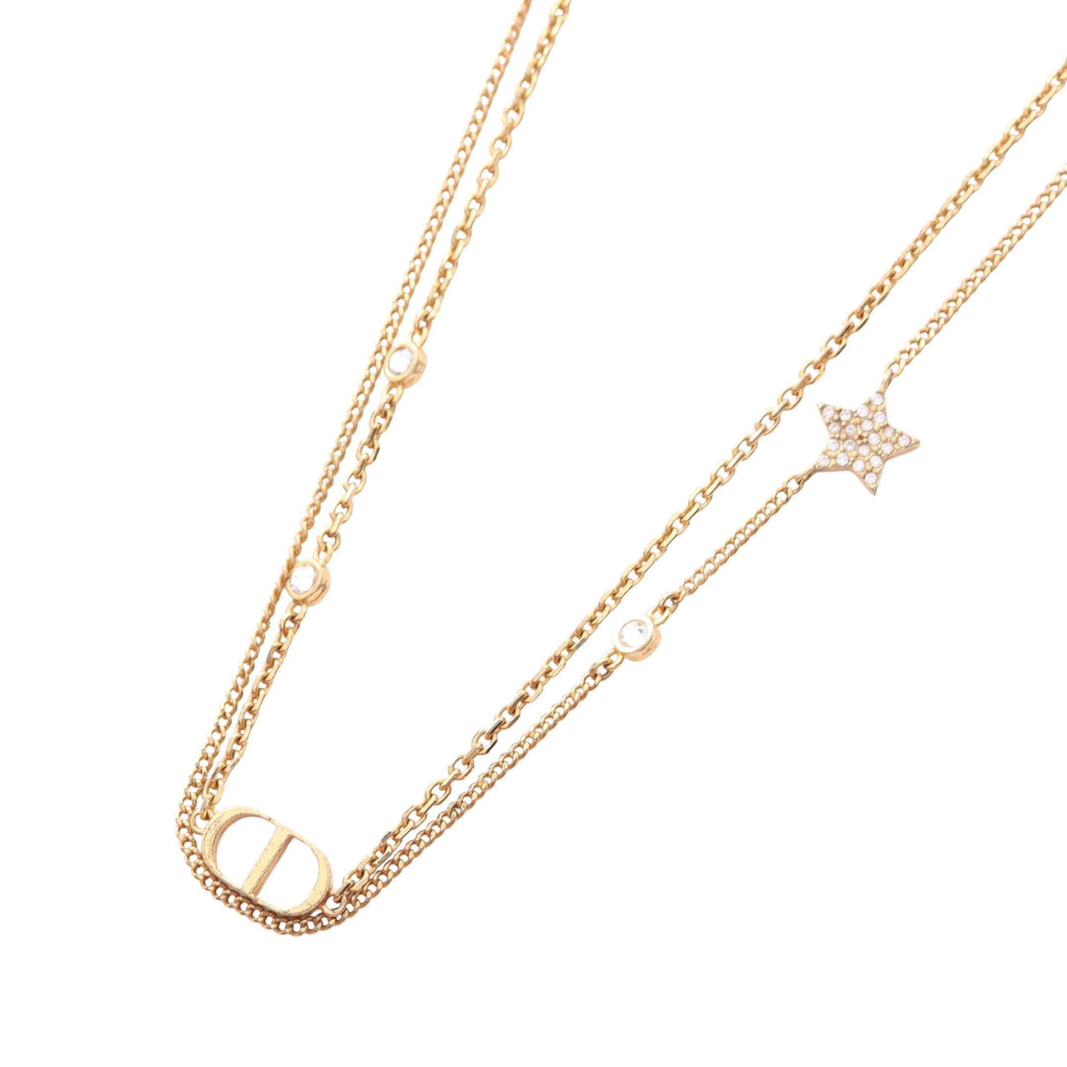 CDロゴ スター ネックレス GP ラインストーン ゴールド クリア