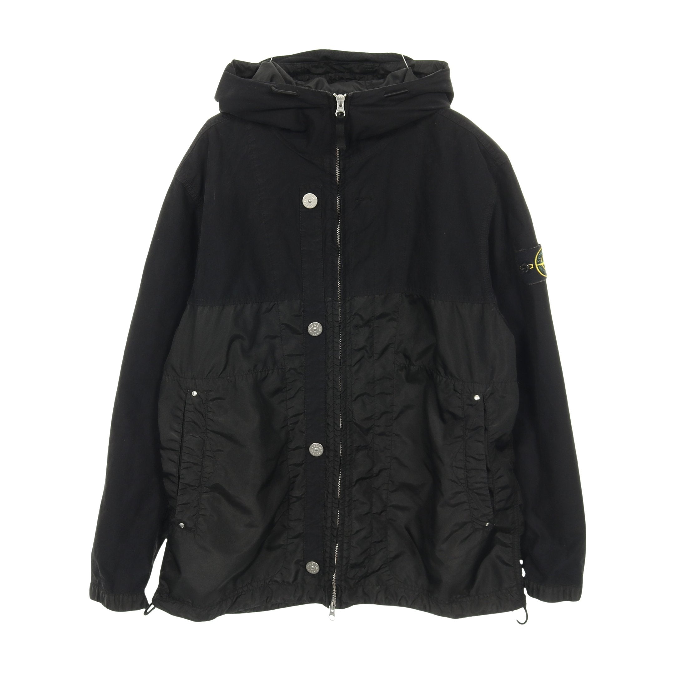 Technical Hooded Jacket ナイロンジャケット ブラック 切替 ストーン