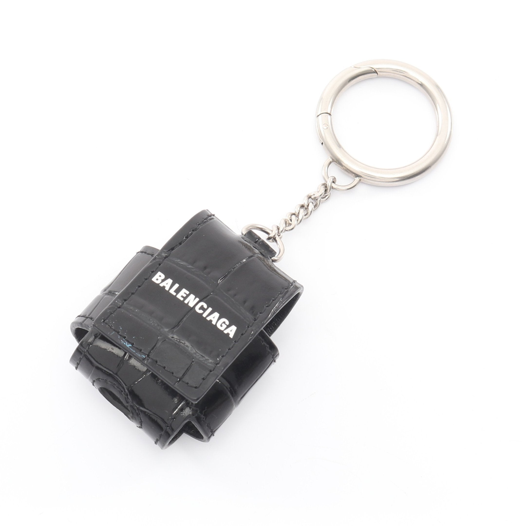 AirPodsケース イヤホンケース レザー ブラック クロコ型押し