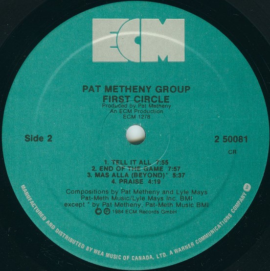 Pat Metheny Group – First Circle (Vinyl LP, ECM Label - Canadian