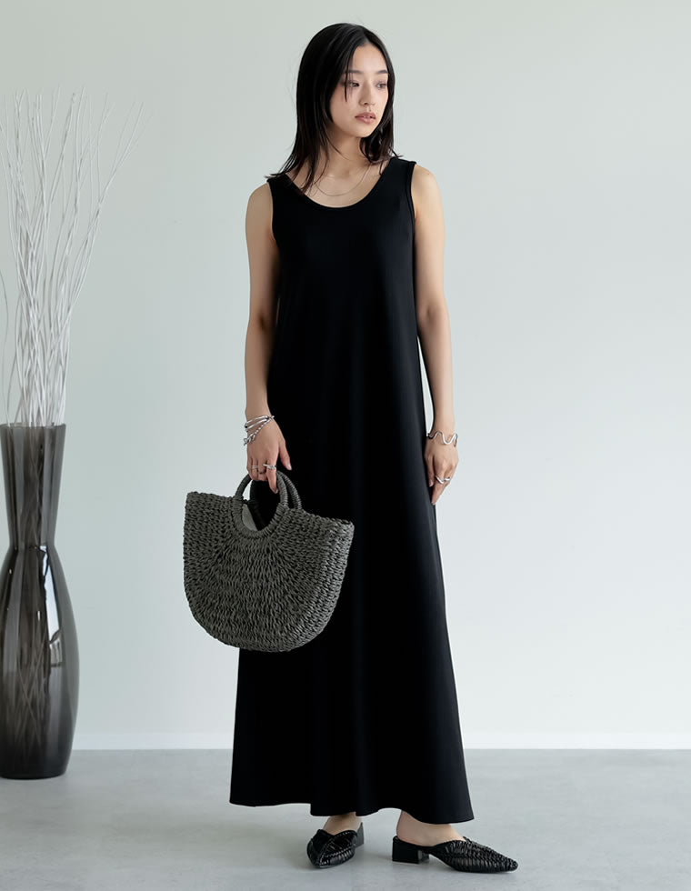 前後2WAYリブカットソーノースリーブワンピース - ワンピース通販