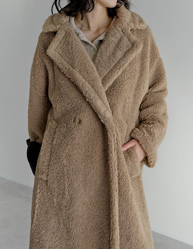 ボアビッグカラーダブルチェスターコート - ジャケット/アウター通販