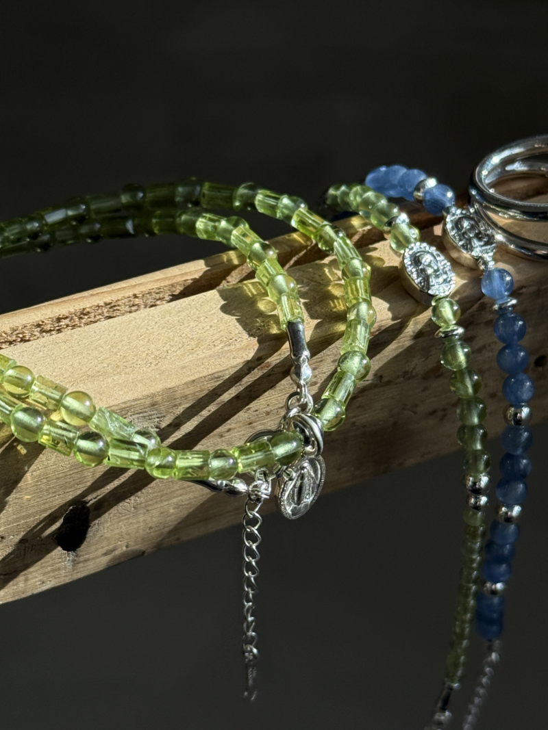 Silver925×天然石｜カイヤナイト マリア様 ブレスレット（Reeplush