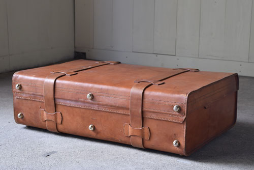 アンティーク レザートランク タン色 中 | REFACTORY antiques