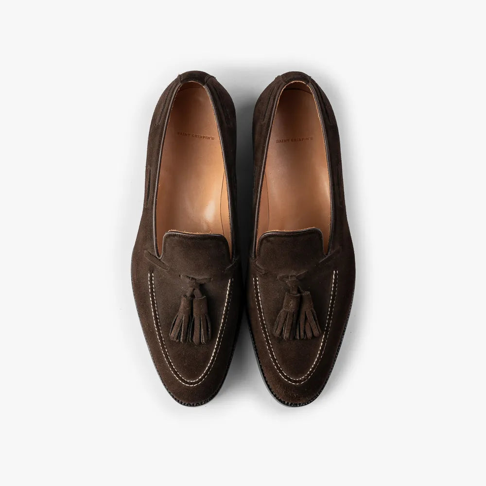 Saint Crispin's 642S Tassel Loafer – Dark Brown Suede Elegance