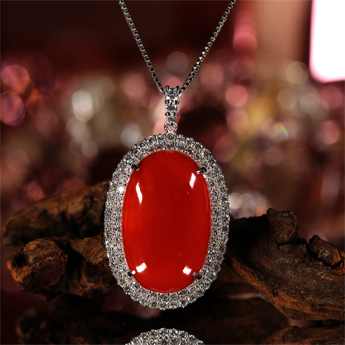 血赤珊瑚 31ct ダイヤモンド 1.7ct プラチナ ネックレス【品質保証書