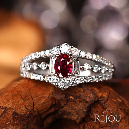 非加熱ピジョンブラッドルビー 0.32ct ダイヤモンド 0.5ct プラチナ