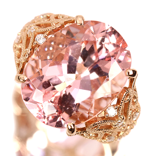 モルガナイト 9.0ct ダイヤモンド 約0.2ct ピンクゴールド リング(指輪