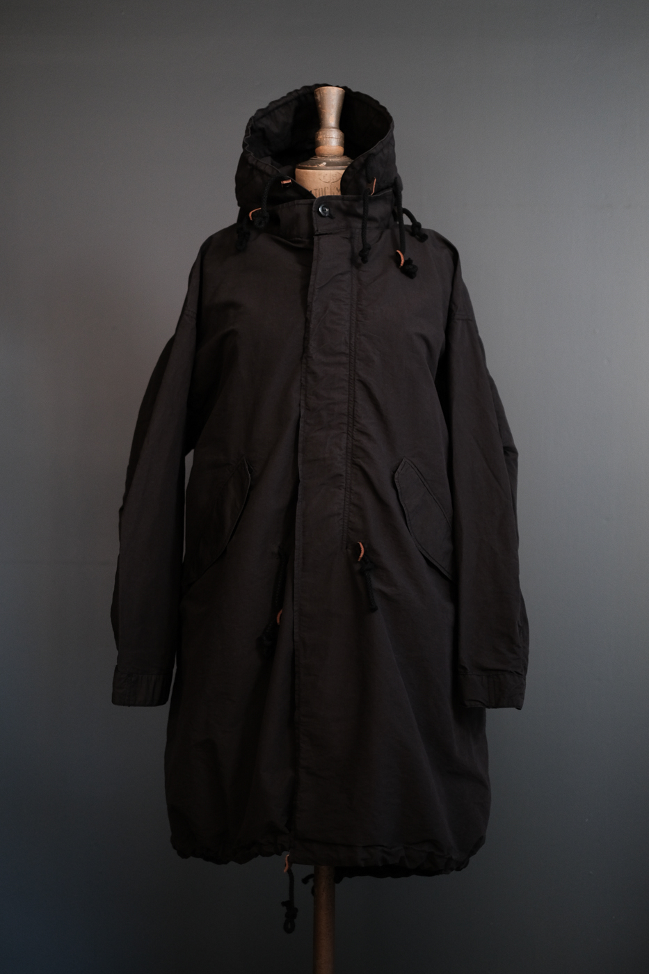 Fish tail long coat (Cotton silk typewriter) col.black | Re;li