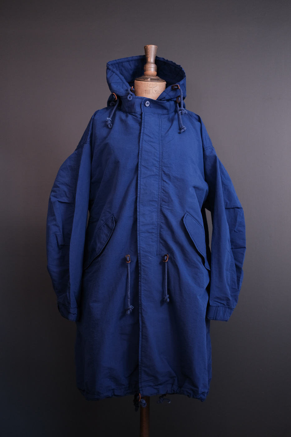 Fish tail long coat (Cotton silk typewriter) col.blue | Re;li