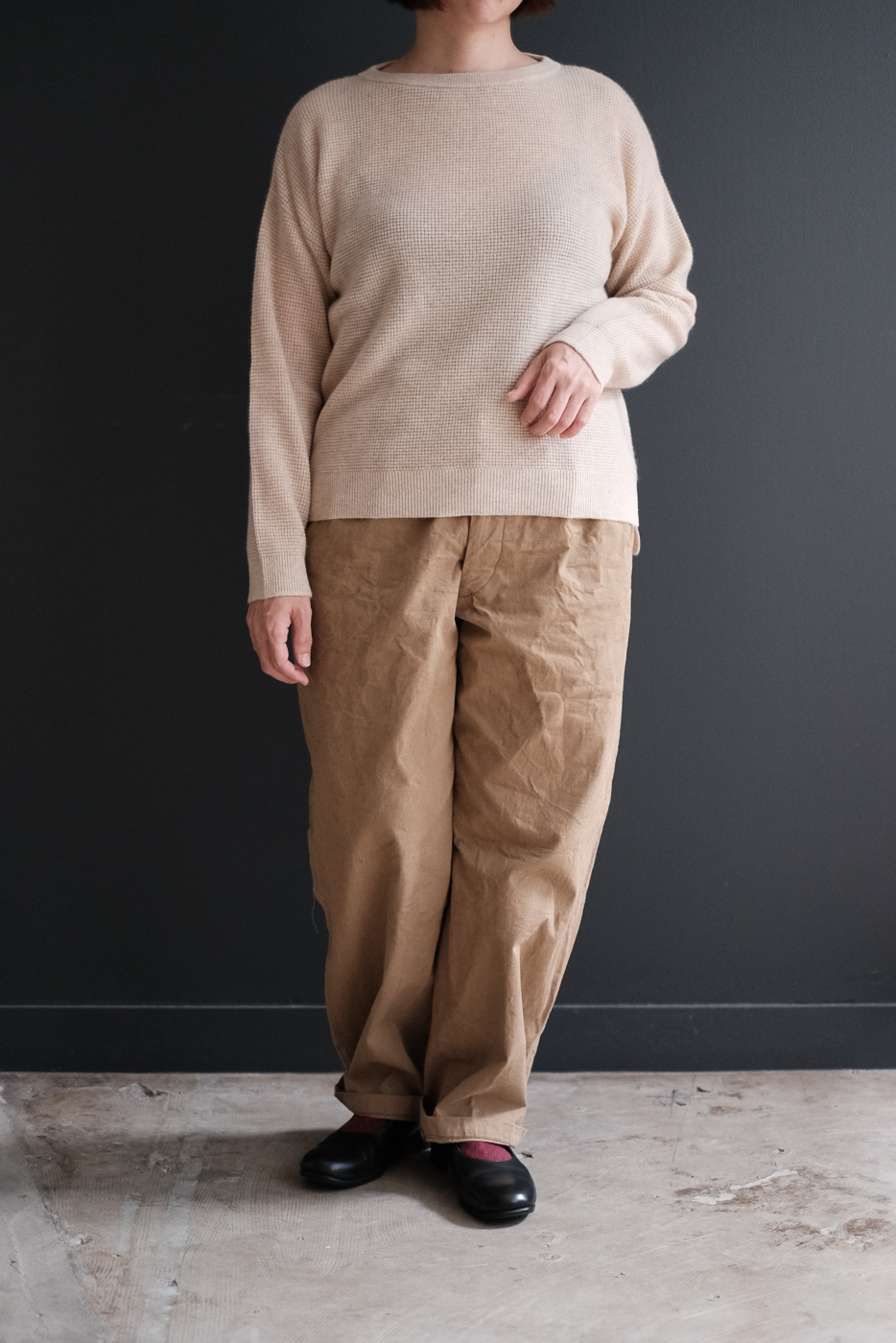 Front tuck trousers (Organic cotton) col.natural chino | Re;li