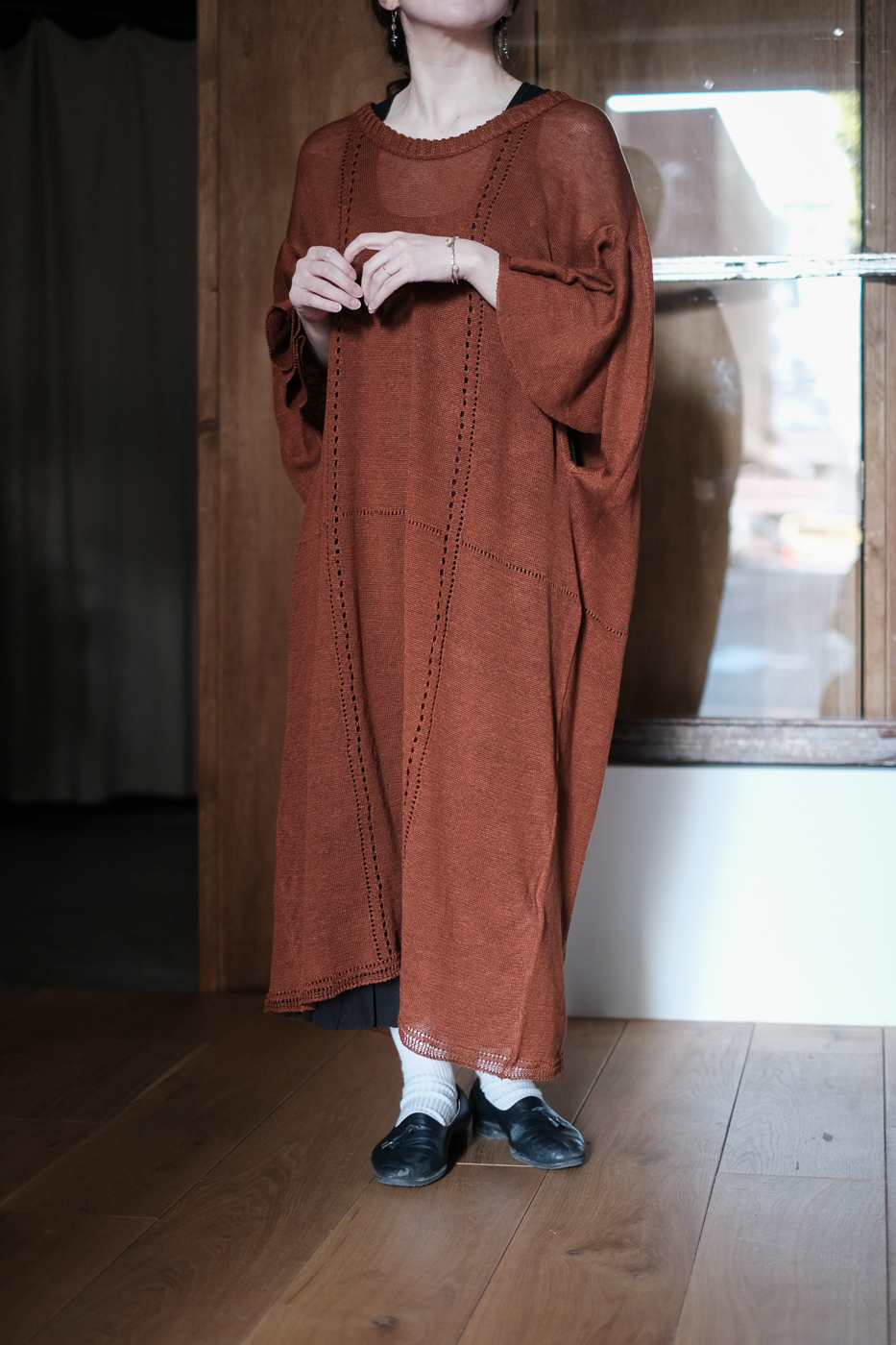 感謝する フレアースリーブワンピース col.terracotta | Re;li