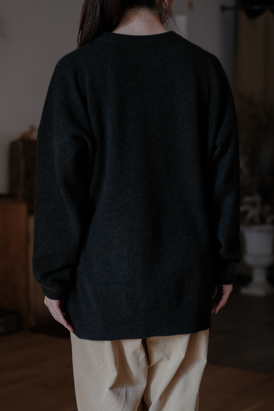 Crew neck knit (Cashmere sable knit) col.khaki | Re;li