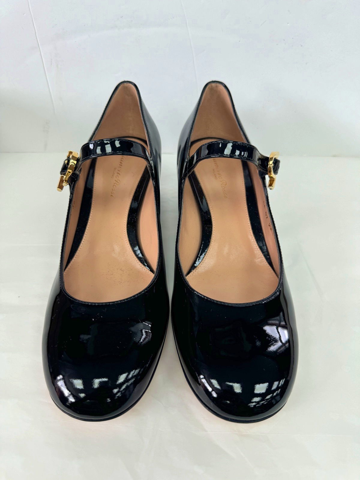Gianvito Rossi Black Ribbon Patent Leather Mary Jane Court Shoes