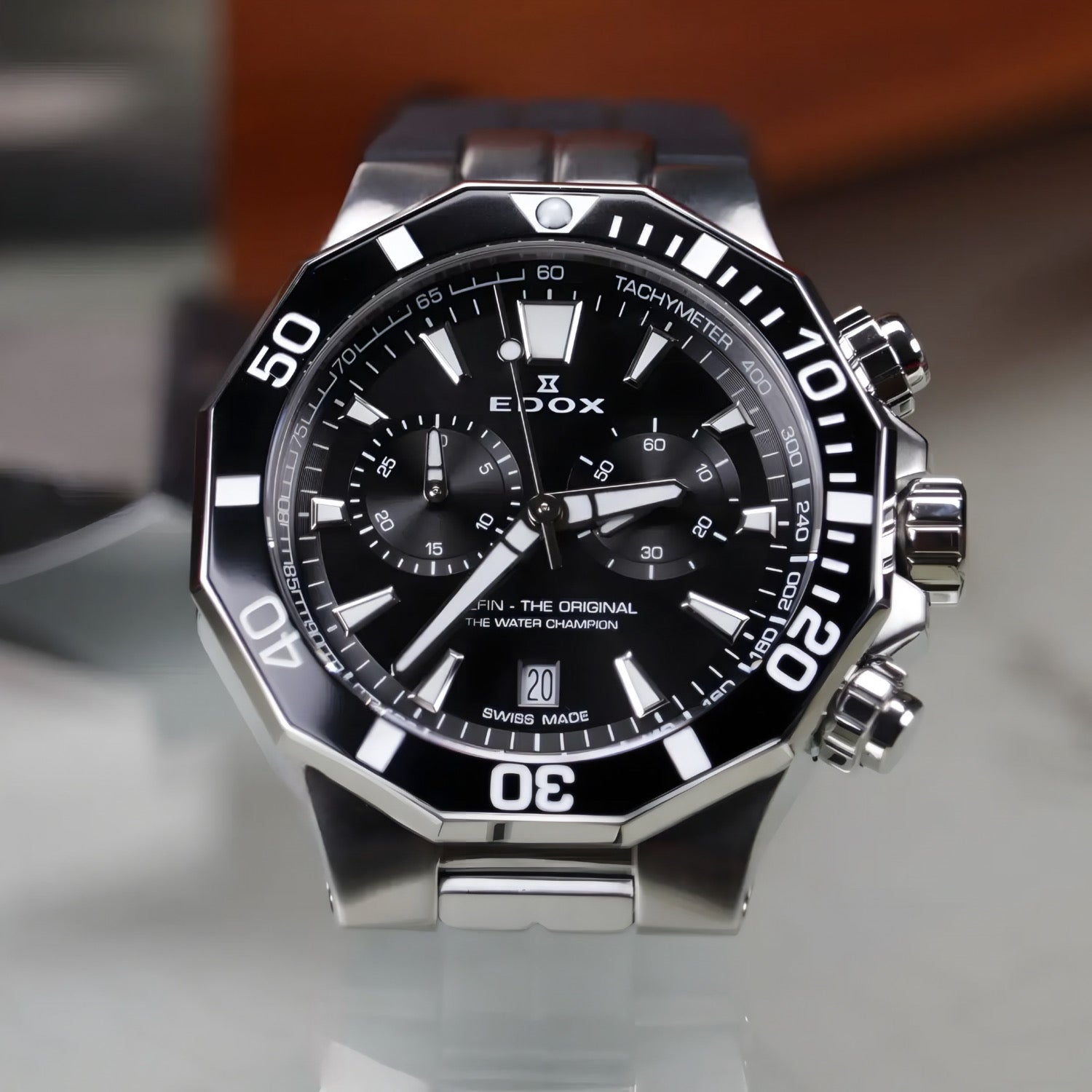 Reloj Edox Delfin The Original Chronograph Hombre Pulsera Negra