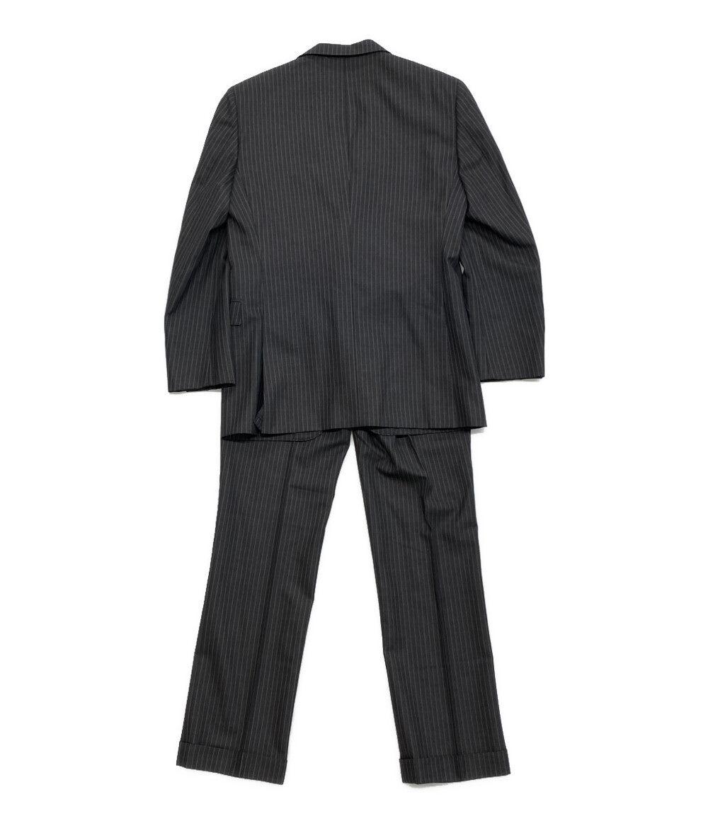 I238 M バーバリー モヘヤ混 シングル スーツ上下 ダークグレー メンズ