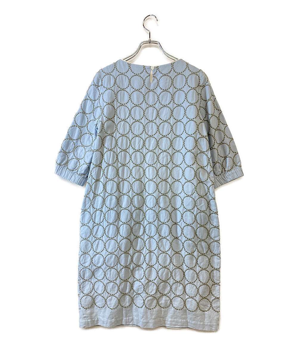 ミナペルホネン ワンピース 五分袖 tambourine サックス レディース