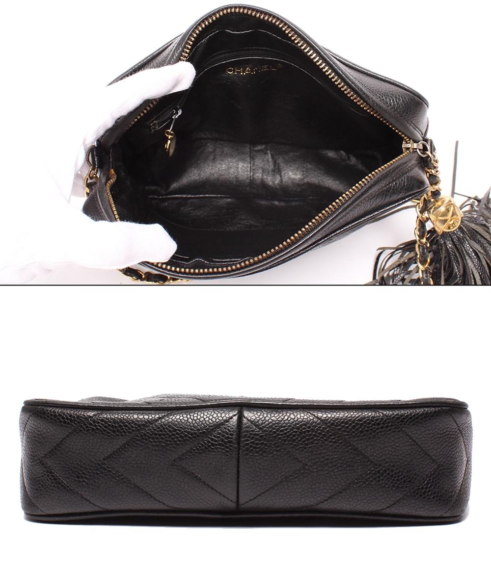 CHANEL チェーンショルダーバッグ ココマーク タッセル付き シェブロン