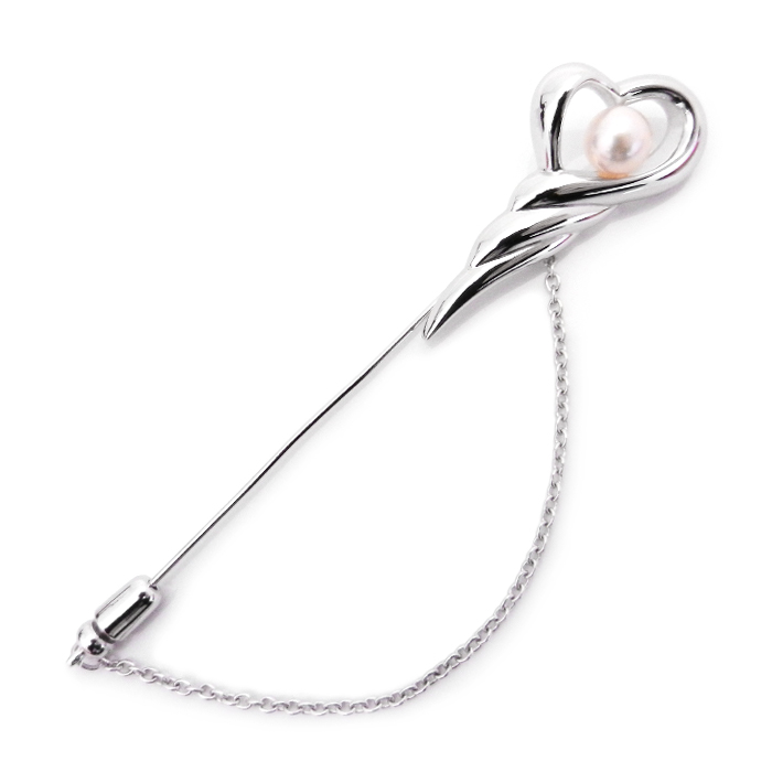 タサキ(TASAKI) SILVER パール ピンブローチ ハートモチーフ S刻印 箱