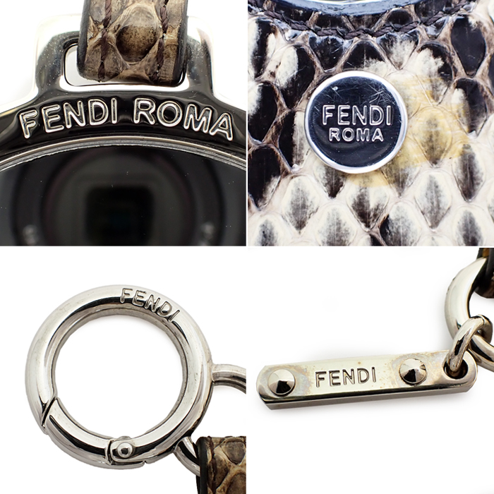フェンディ(FENDI) バッグチャーム ミラー付き パイソン キーホルダー
